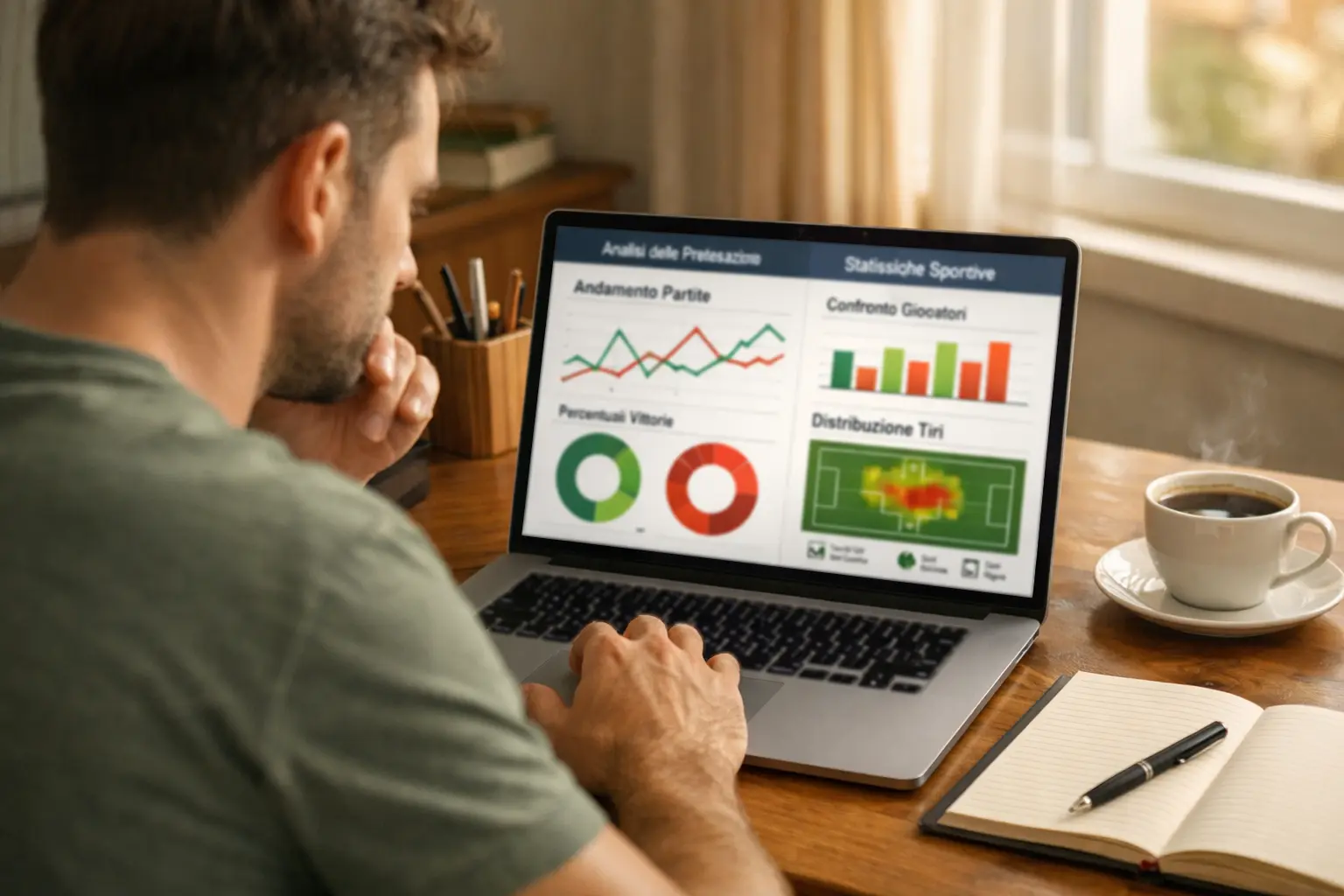 Persona analizza mercati e quote per scommesse sportive