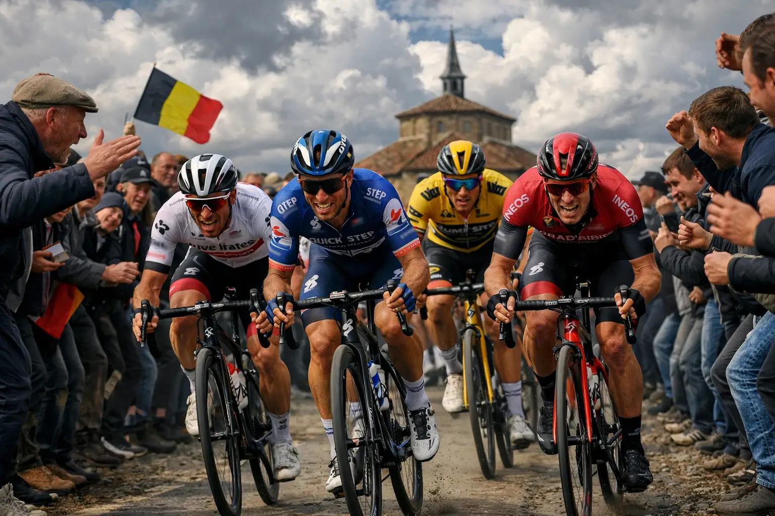 Ciclisti professionisti durante una classica monumento del ciclismo