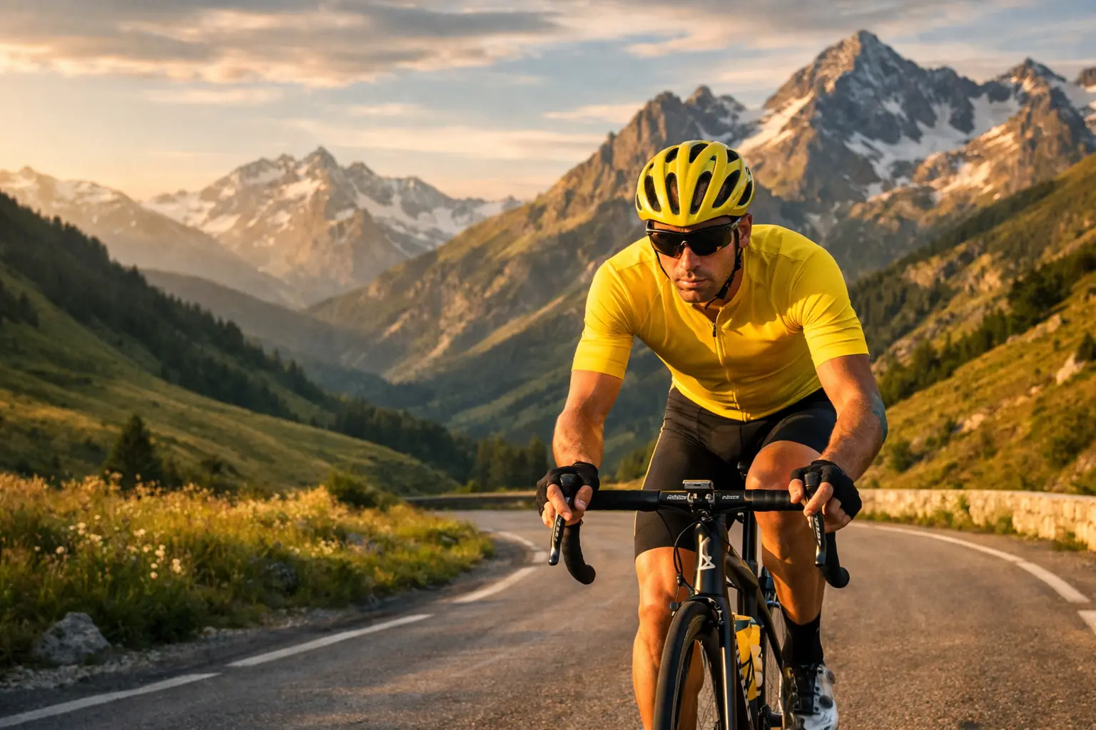 Ciclista con la maglia gialla simbolo del Tour de France