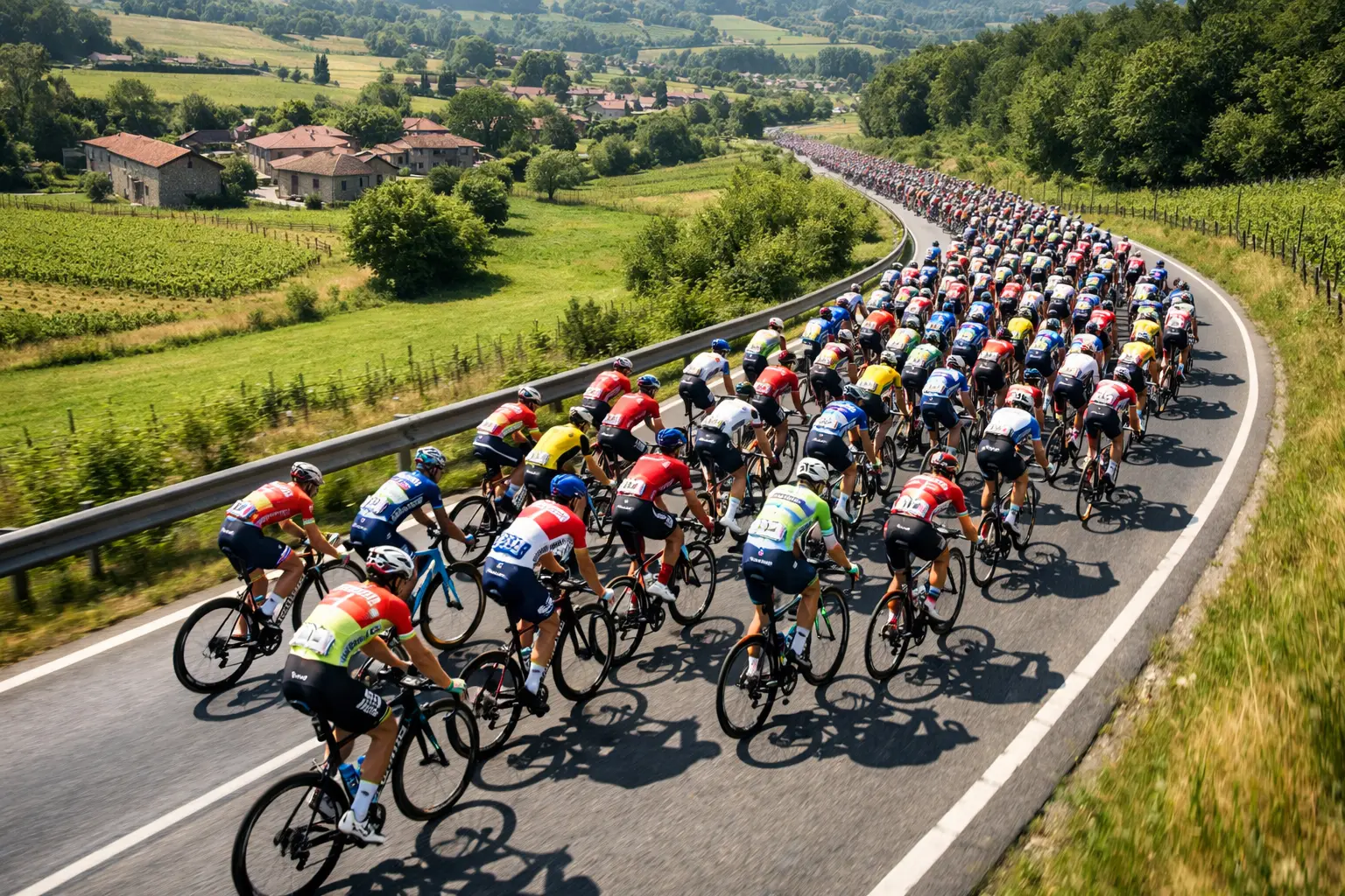 Gruppo di ciclisti professionisti in gara rappresenta i mercati delle scommesse ciclistiche