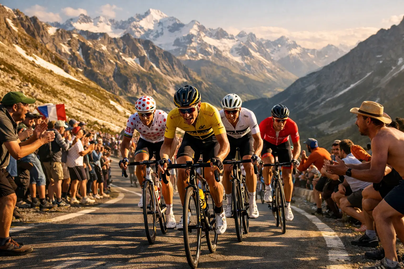 Ciclisti professionisti in gara su percorso di montagna