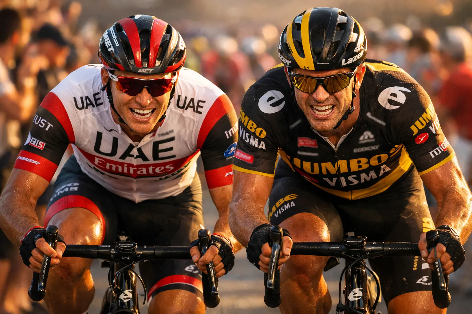 Due ciclisti in duello diretto durante una gara