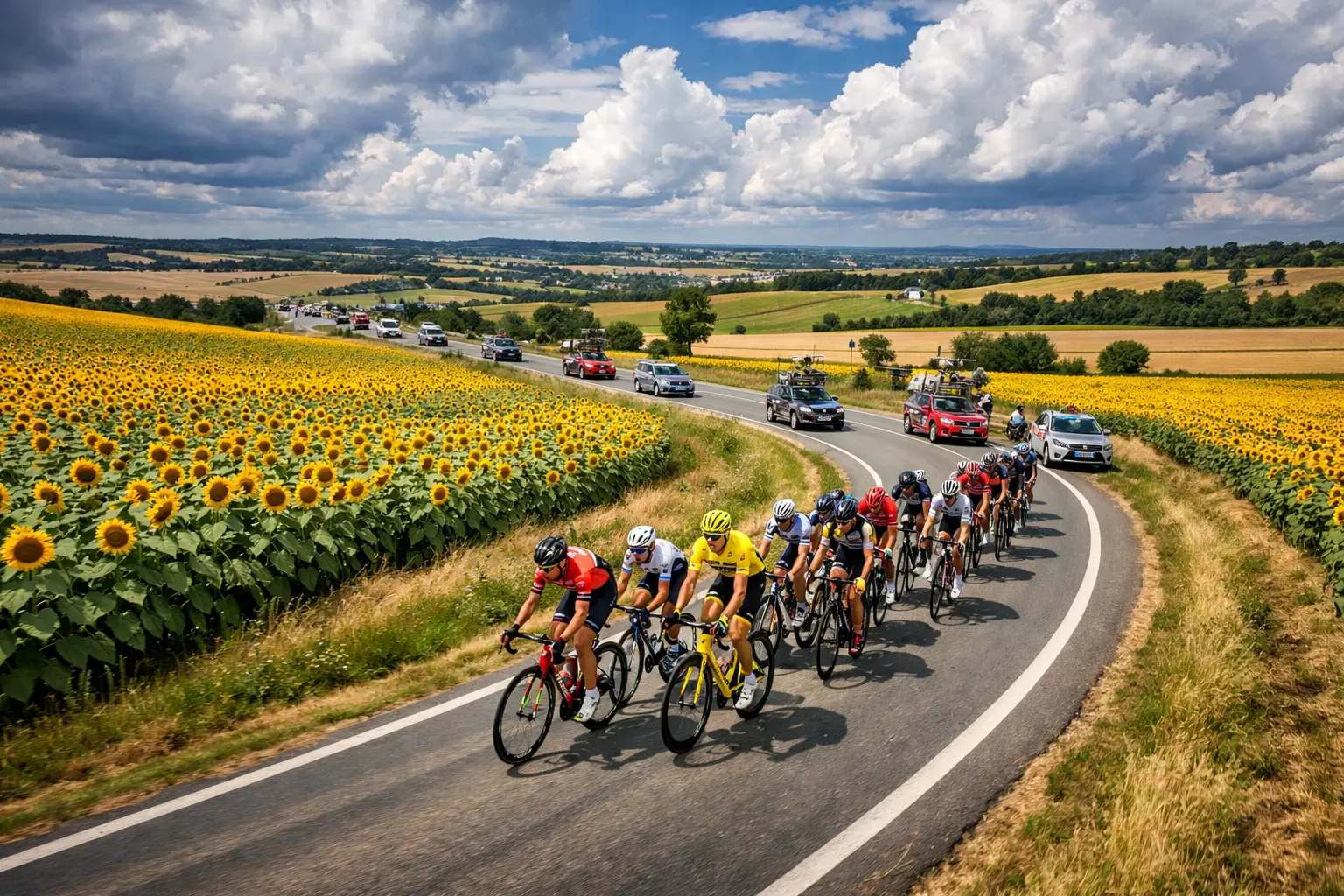 Gruppo di ciclisti professionisti durante una tappa del Tour de France